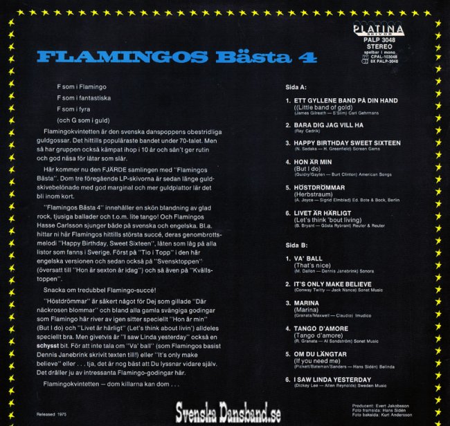 FLAMINGOKVINTETTEN LP (1975) "Flamingos bsta 4" B