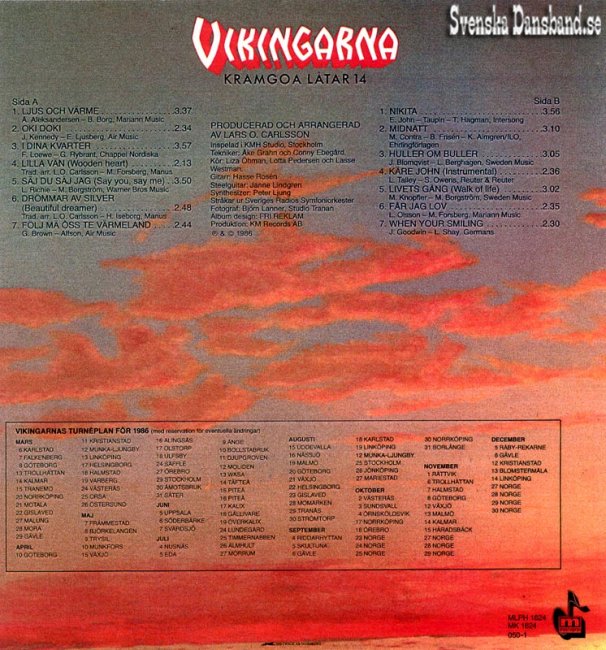 VIKINGARNA LP (1986) "Kramgoa låtar 14" B