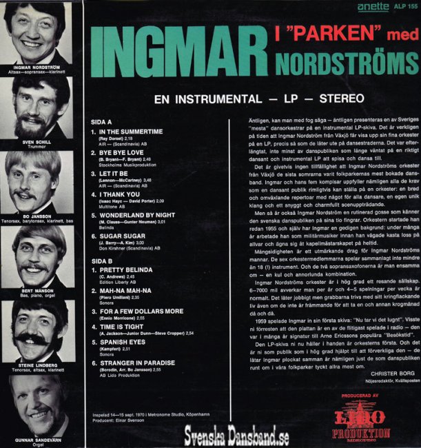 INGMAR NORDSTRMS LP (1970) "I parken" B